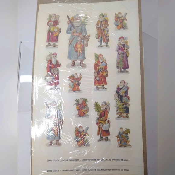 Vintage NOS Father Christmas Stickers Current, Inc. 1990 - Picture 1 of 5